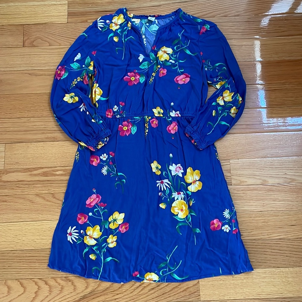 Old Navy Dark Blue Floral Long Sleeve Dress in Size Medium